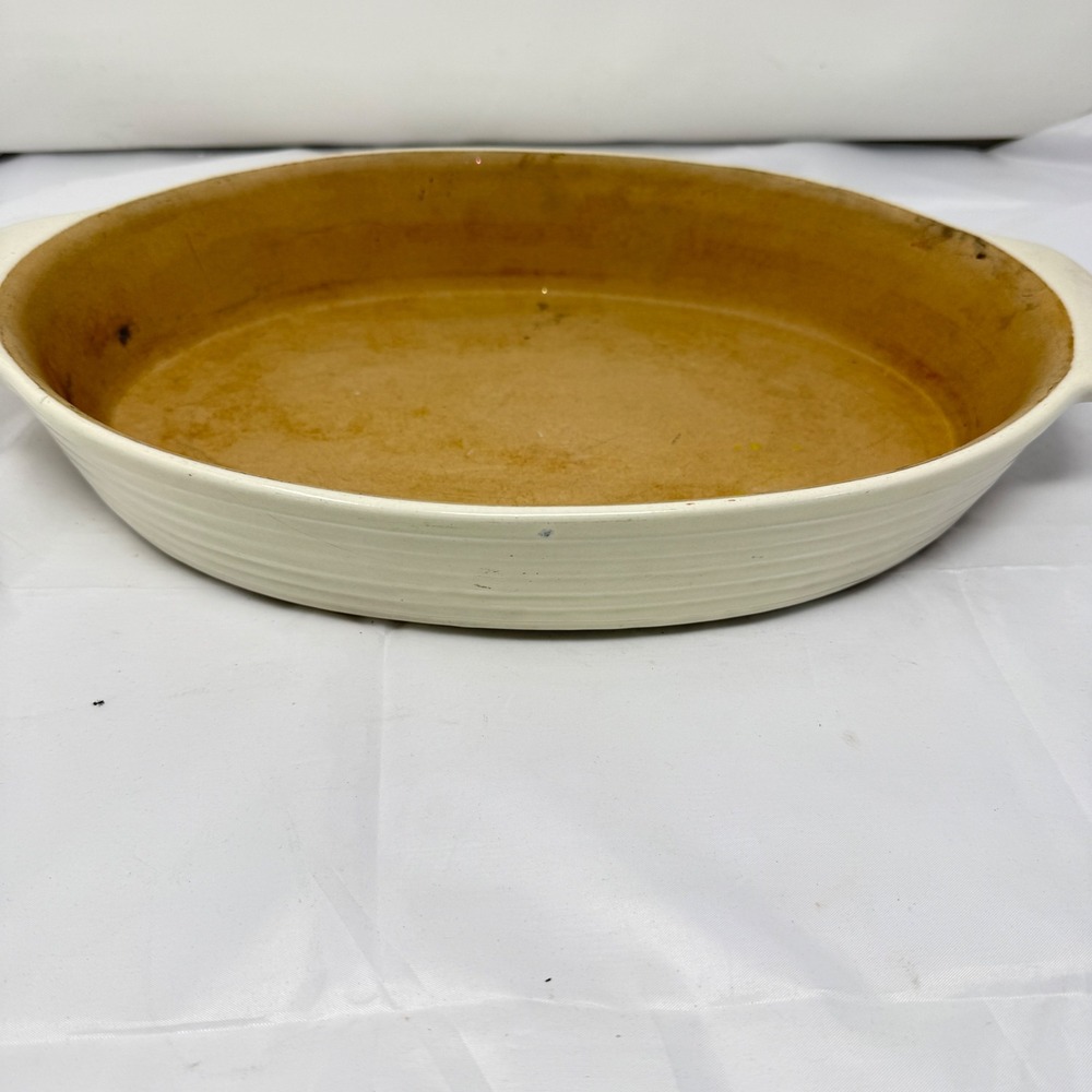 Pampered Chef Family Heritage Stoneware Oval Baker New‎ Traditions Cream 12.5in